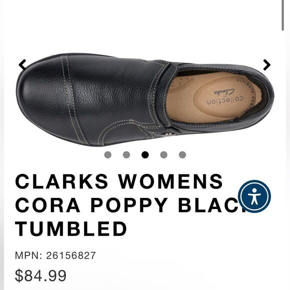 COPY - CLARKS WOMENS CORA POPPY BLACK TUMBLED 6 1/2 Comfy shoes - Picture 4 of 5